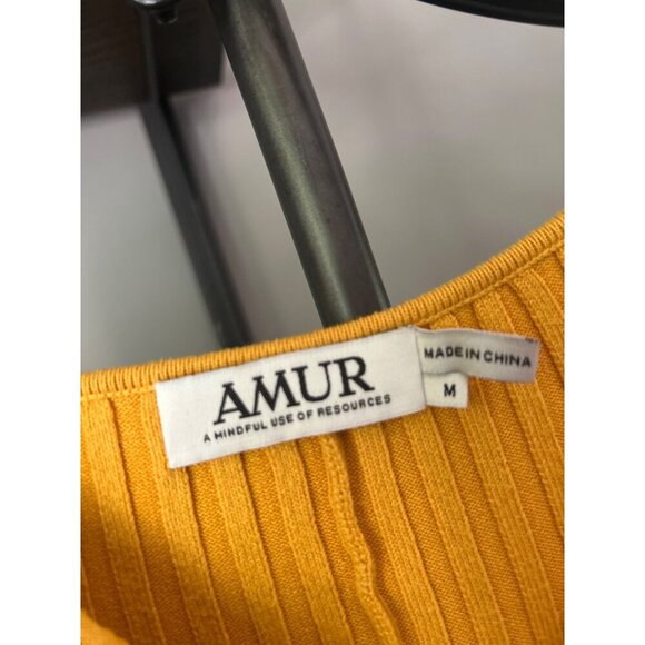 Amur Vivian Knit Midi Dress Yellow Womens Size Medium - Picture 6 of 9
